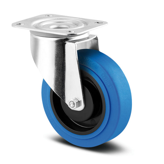 Ruedas serie Alpha 34 UFR Azul  Goma Elastica Giratoria