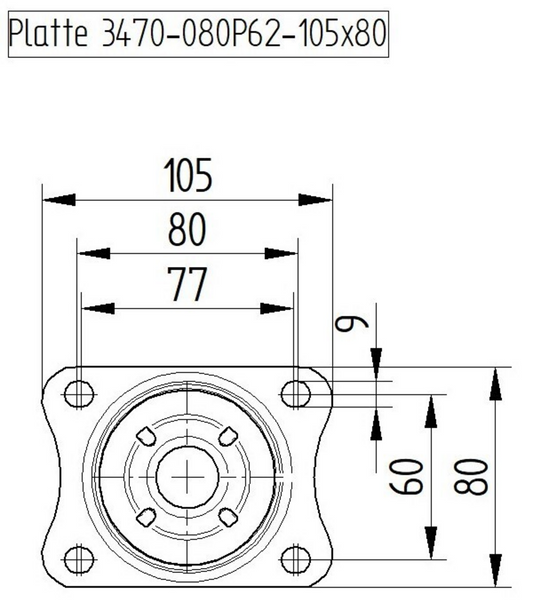 Rueda Serie 34 UOO 080 080P62 Giratoria con freno 080 mm