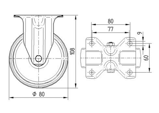 Rueda Serie 34 UOO 080 080P62 Fija 080 mm