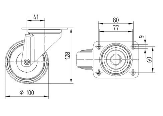Rueda Serie 84 U00 Giratoria 00 mm
