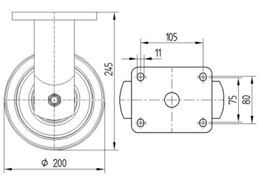 Rueda Serie96 FTP 200 WT60 Fija 200 mm