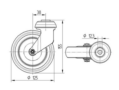 Rueda Giratoria Carro Supermercado PJP